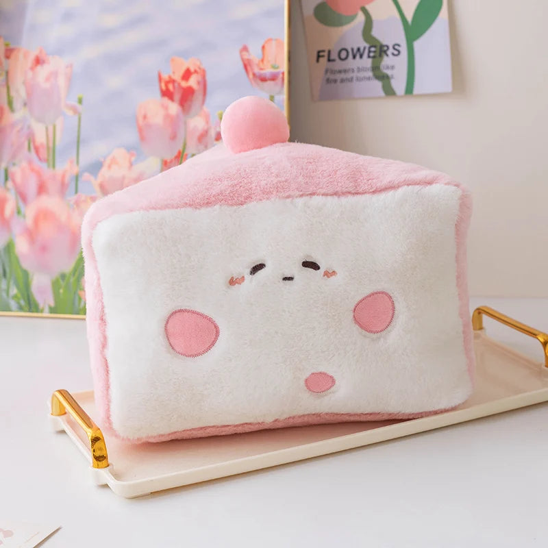 Kawaii Cartoon Hot Cake Plush Doll High Quality Soft Stuffed Fruit Strawberry Wedding Cake Simulation Food Plush Toy Home Decor