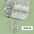 6 Grid 3D Nail Art Rhinestones White Round Pearl Nail Decoration Charm Steel Beads Gem Stones Jewelry Nail Parts Accessories