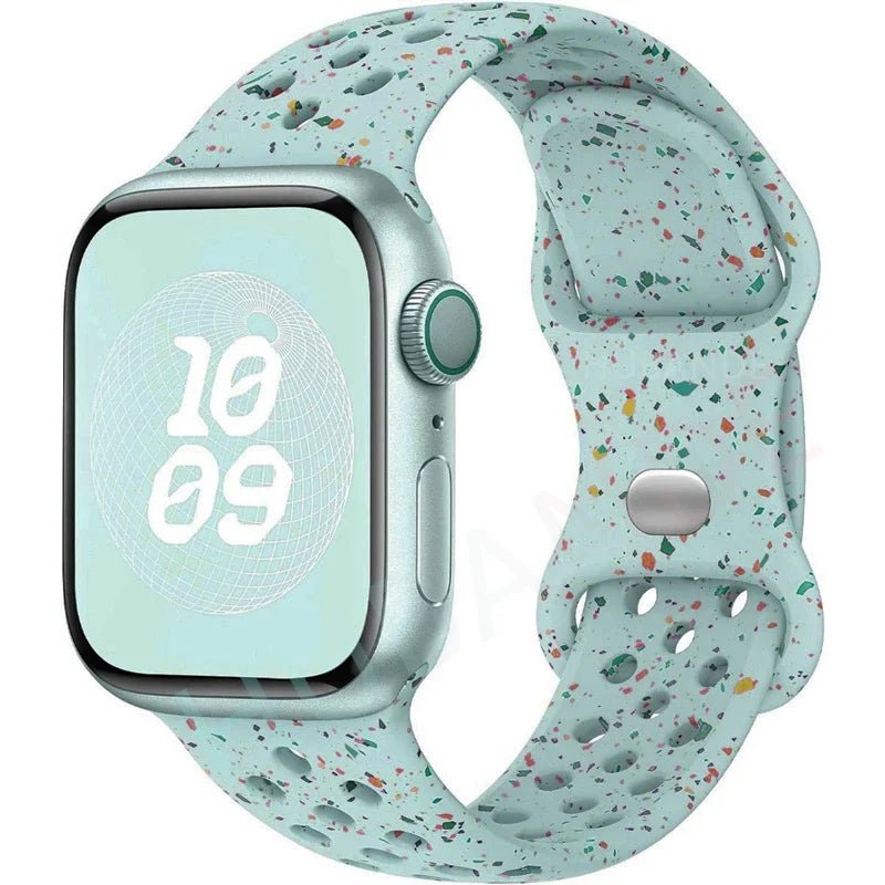 Original Sport Strap for Apple Watch Band 46mm 49mm 45mm 44mm 38 42mm Colored Particles Rubber Band IWatch Ultra 10 9 8 7 6 5 SE