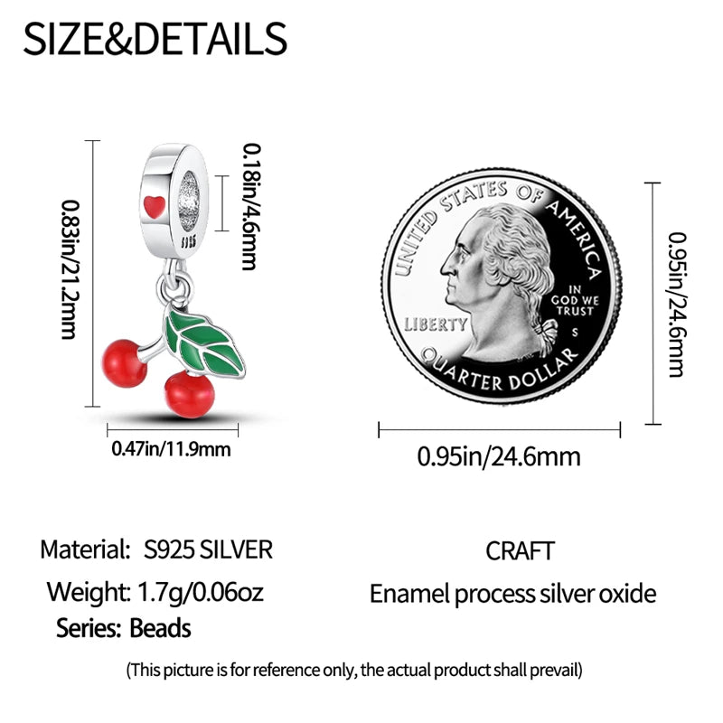 Charms Silver 925 Ladybugs and Cherry Strawberries Pendant Bead Fit 3mm Bracelet Bangle Necklace For Women Luxury Jewelry Making