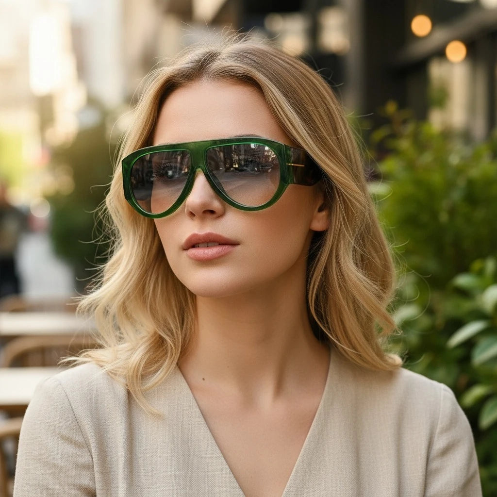 New Trendy Oversized Large Frame Y2K Cat Eye Sunglasses for Women Vintage Retro Oval Gradient Sunglasses UV400 Decoration Shades