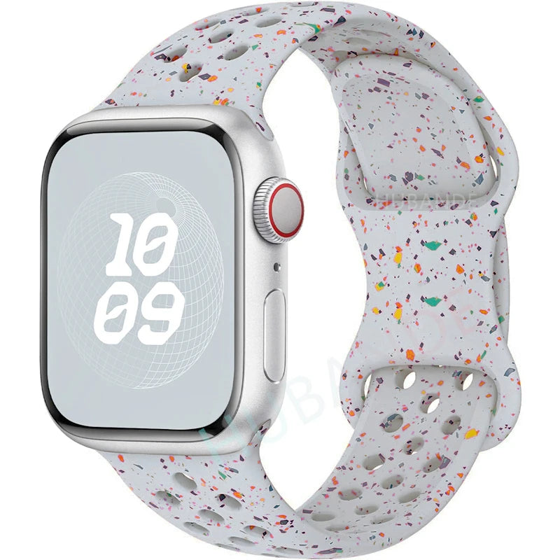 Original Sport Strap for Apple Watch Band 46mm 49mm 45mm 44mm 38 42mm Colored Particles Rubber Band IWatch Ultra 10 9 8 7 6 5 SE