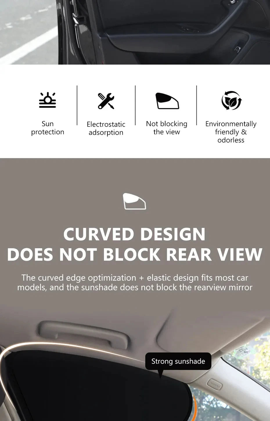 Summer Electrostatic Sun Visor for Car Side Window 4-Layer Sun Shade Curtains Anti-Glare UV-Blocker Auto Sun Protection Cover