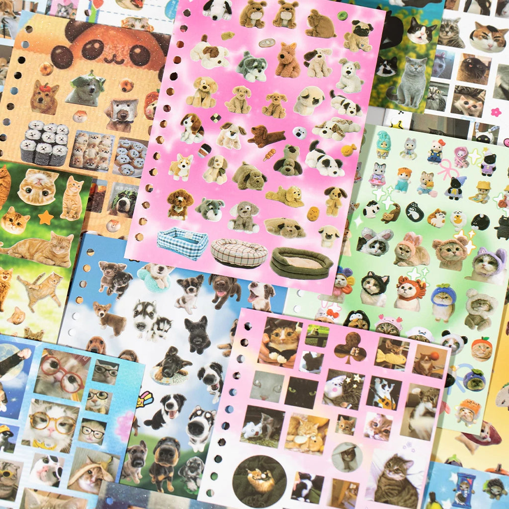 30Pcs/Book Cute Pet Battle Cut-Out Coil Sticker Book DIY Handbook Calendar Greeting Cards Diary Notebook Album Material Stickers
