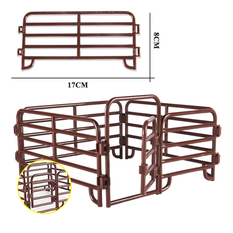 Oenux Home Decoration Equestrian Fencing Palm Trees Simulation Farm Cow Horse Animal Model Action Figures Miniature Cute Kid Toy