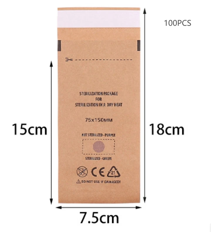 50/100Pcs Kraft Paper Bag Disposable Sterilization Disinfection Bag Nail Tools Sterilizer Manicure Bags sterilization Pouch