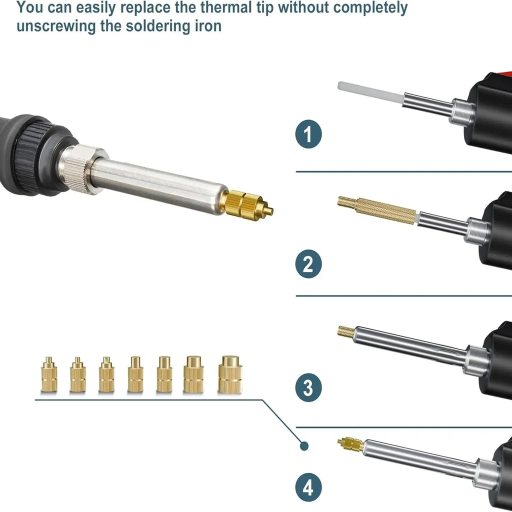 Heat Embedded Nuts Adaptors M2 M2.5 M3 M4 M5 M6 Head Insertion Tips Kit For 936 Soldering Iron Pen