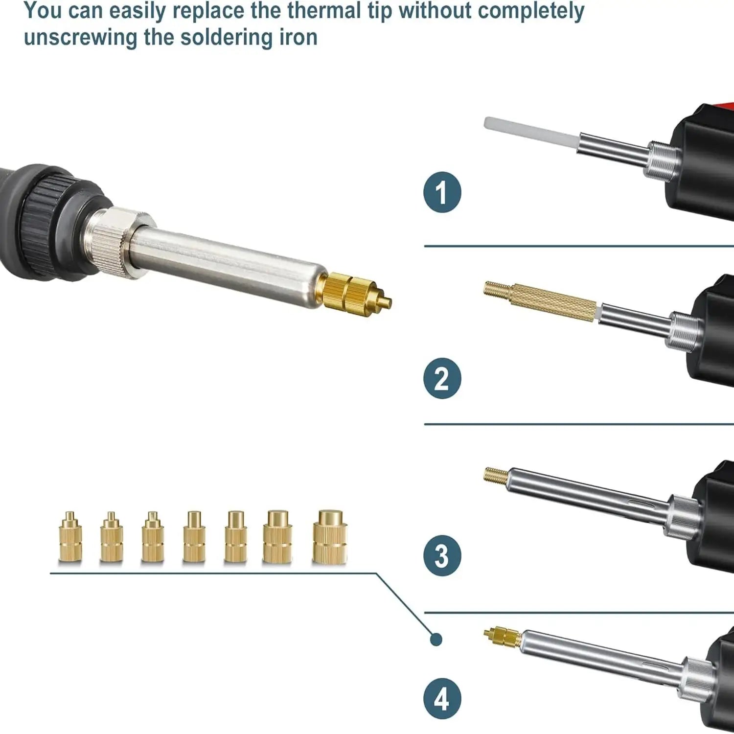 Heat Embedded Nuts Adaptors M2 M2.5 M3 M4 M5 M6 Head Insertion Tips Kit For 936 Soldering Iron Pen