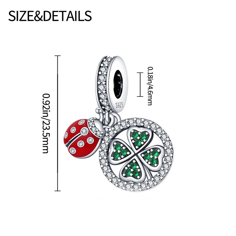 Charms Silver 925 Ladybugs and Cherry Strawberries Pendant Bead Fit 3mm Bracelet Bangle Necklace For Women Luxury Jewelry Making