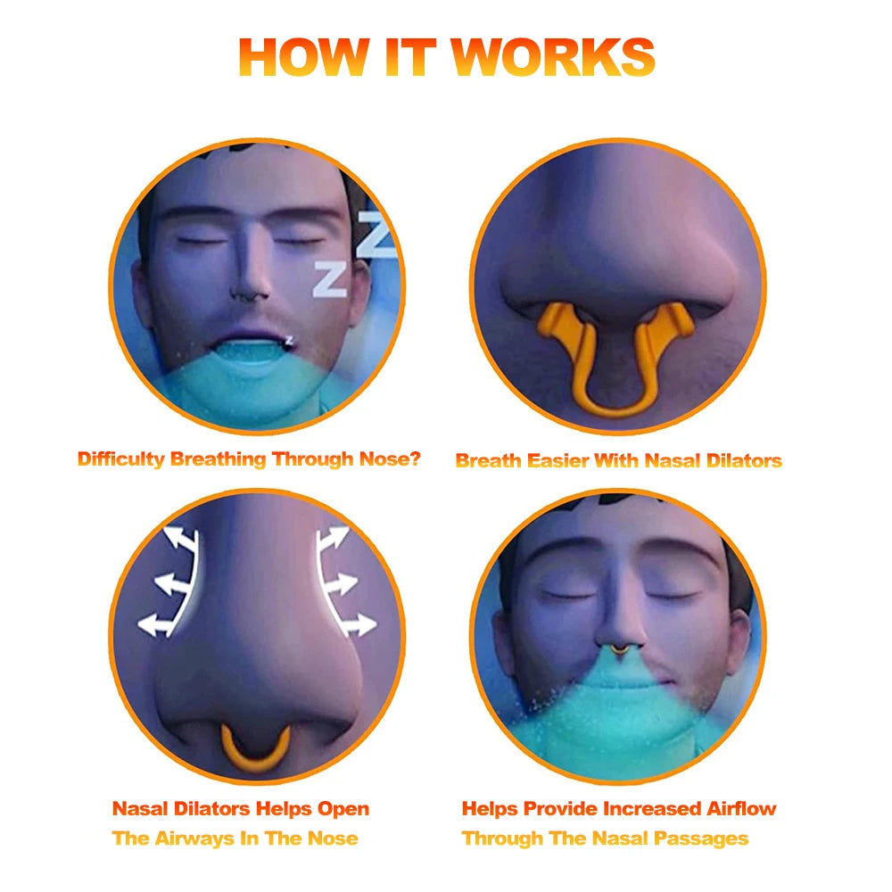Anti Snore Nasal Dilator Stop Snoring Silicone Nose Clip Sport Easy Breath Nasal Clip Stop Snoring Aid Device Improve Sleeping