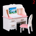 1 Set 1/12 Dollhouse Miniature Computer Keyboard Chair Desk Kit Home Study Room Furniture Decor Micro Scene Props