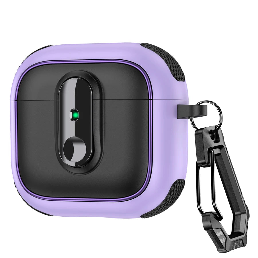Armor locking clasp Earphone Cover For AirPods 4 3 2 Pro 3 With Plated Purple Strips With Magnetic Attraction Protective Case