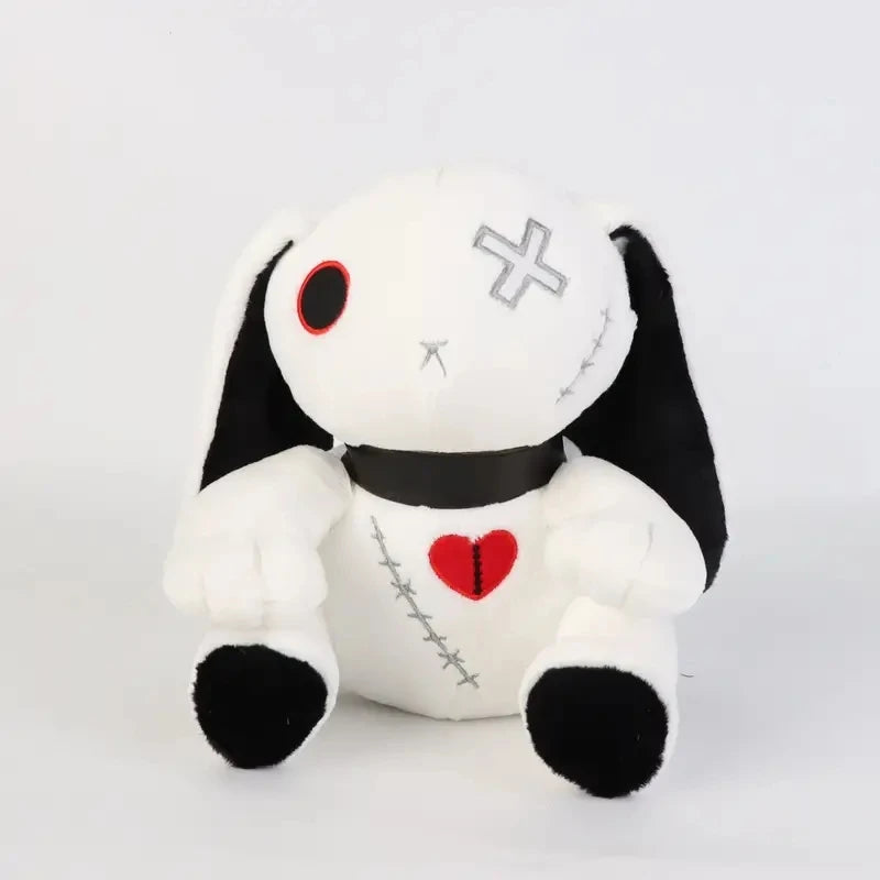 Creepy Goth Bunny Plush Black And White Contrasting Crazy Rabbit Spooky Gothic Bunny CuteStuffed Animal Halloween birthday Gift