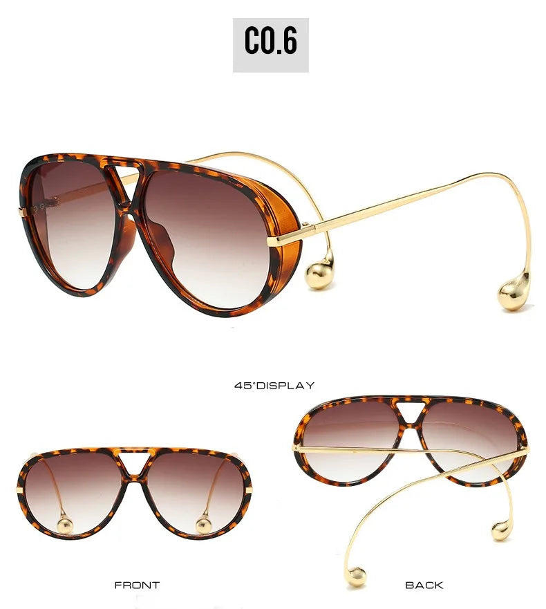 2025 European and American Fashion Sunglasses Male Pilot Double Beam Large Frame Metal New Sunglasses Female