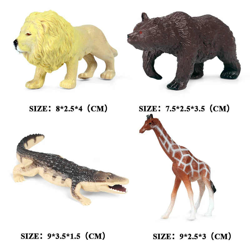 Oenux Mini Wild Wild Forest Animals Insect Dinosaur Model Owl Fox Squirrel Hedgehog Fox Frog Figurines Cake Toppers Kid Toy Gift