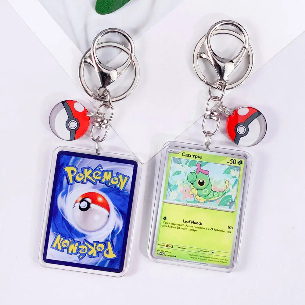 Pokémon Card Cute Acrylic Car Keychain Accessories Pikachu Charizard Gengar EeveeBag Charm Backpack Pendant Gifts For Friends