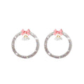 Rhinestone Bow Bell Car Start Switch Button Auto Decorative Diamond Stickers Ring Circle Trims Protective Cover Car Accessories