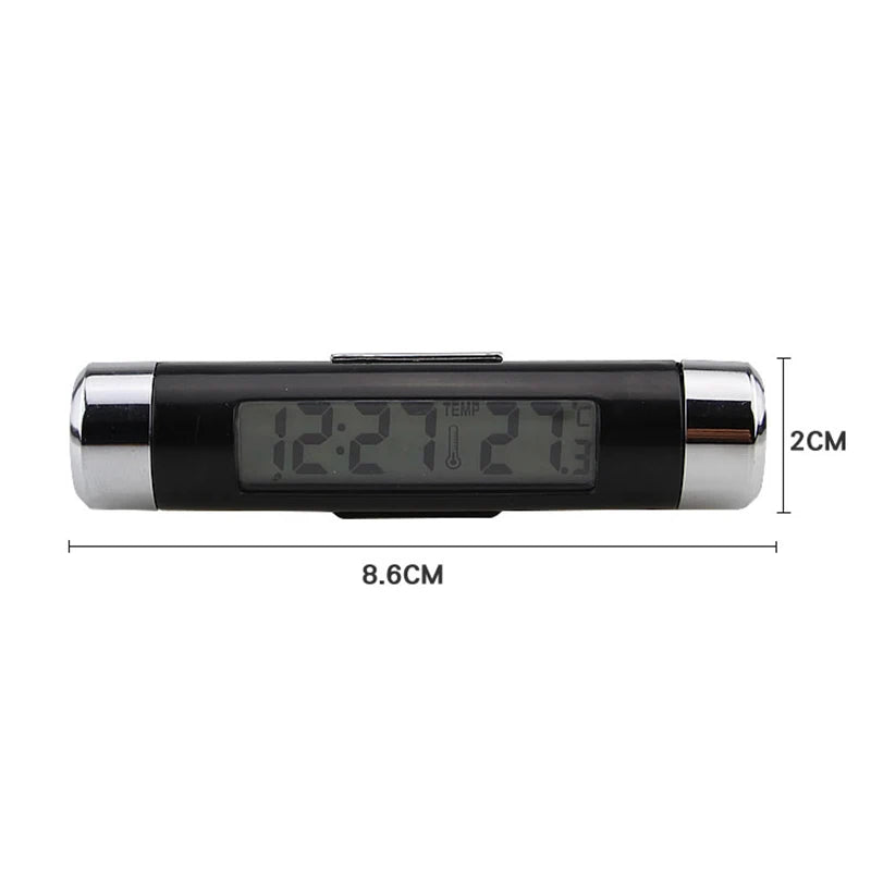 Portable 2 in 1 Car Digital LCD Clock Temperature Display Electronic Clock Thermometer Car Automotive Blue Backlight With Clip