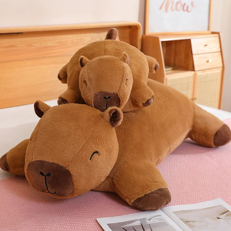 Giant Kawaii Capybara Plush Doll Floor Mat High Quality Animal Brown Capybara Plush Carpet Home Decor Gift For Boys And Girls