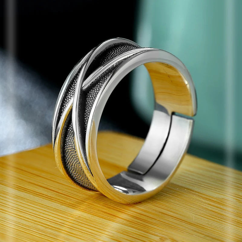 Retro Time Space Goku Black Ring Punk Gothic Open Ring For Men Handmade Unisex Designer Jewelry Accessories Anime Lovers Gift