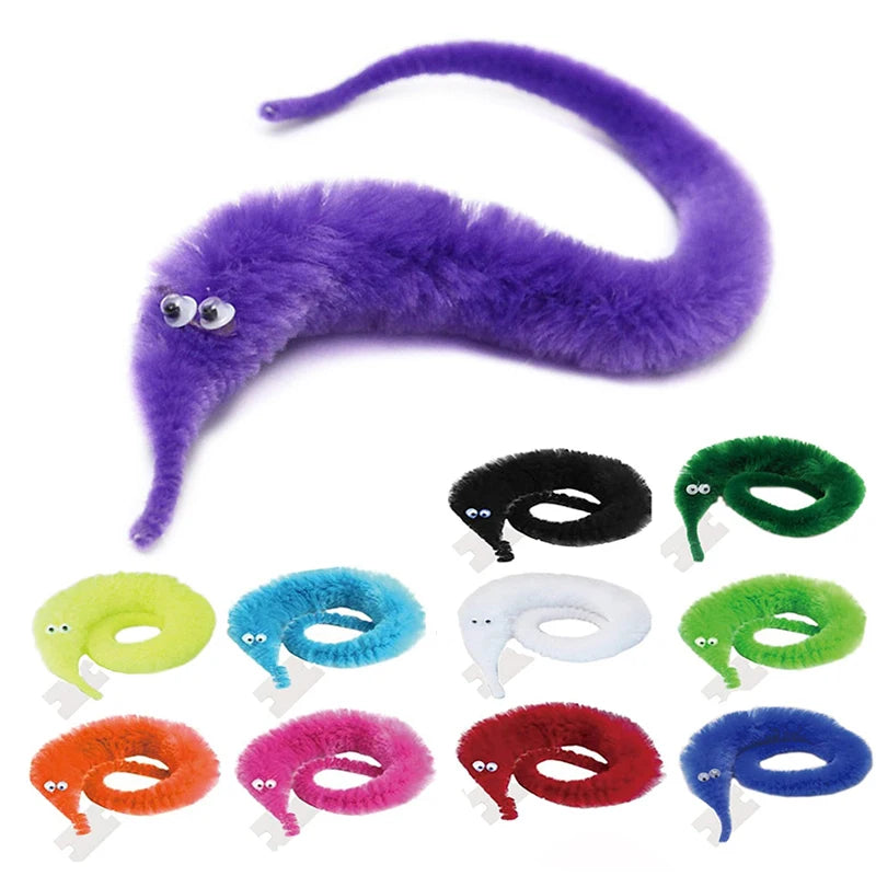 Magic Tricks Twisty Worm Magic Toys Party Favors Fuzzy Worm On A String Christmas Halloween Wizard Strange Trick Toys For Kids