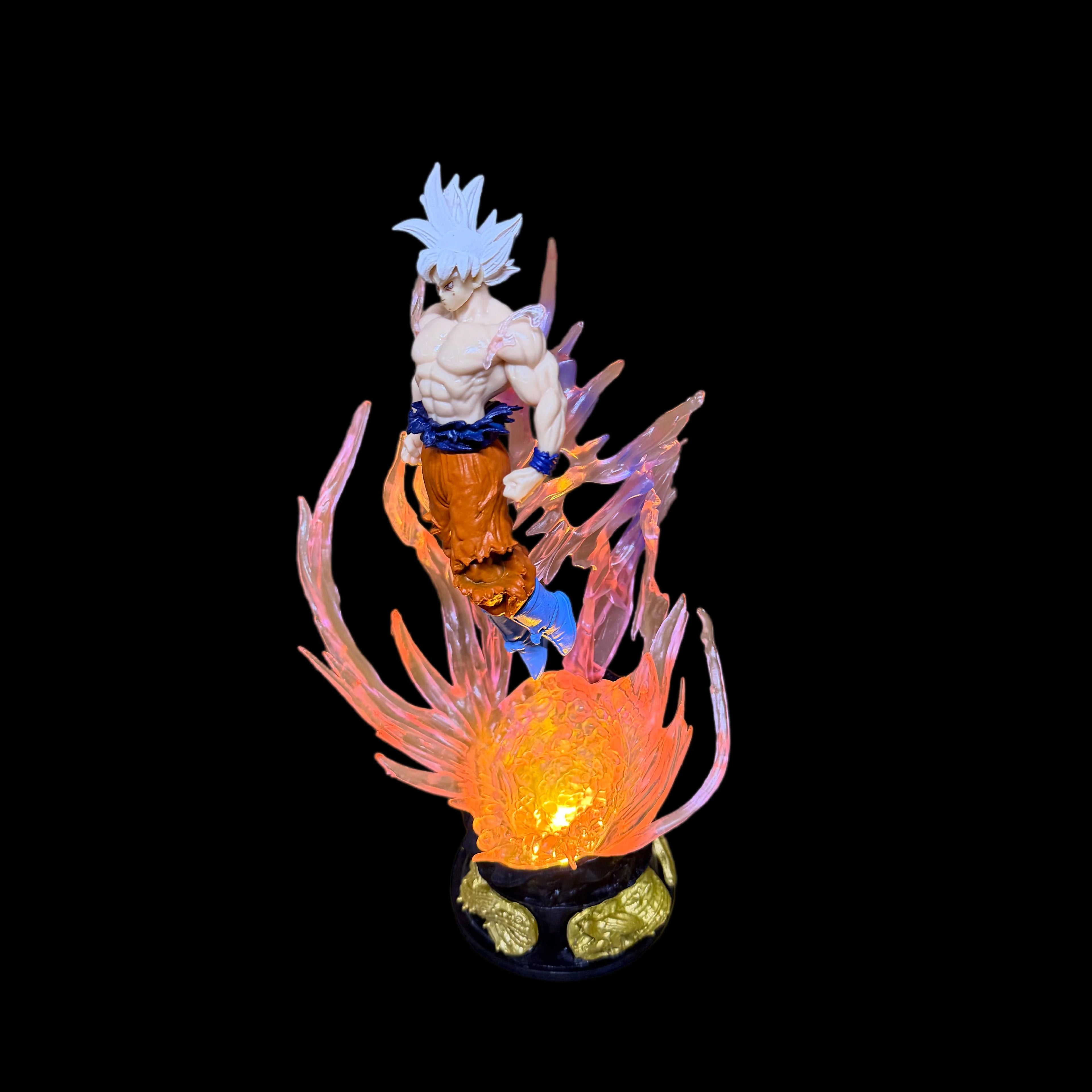 24cm Anime Dragon Ball Son Goku Action Figures Ultra Instinct Super Saiyan Statue Pvc Emit Light Model Boy Toy Collection Gifts