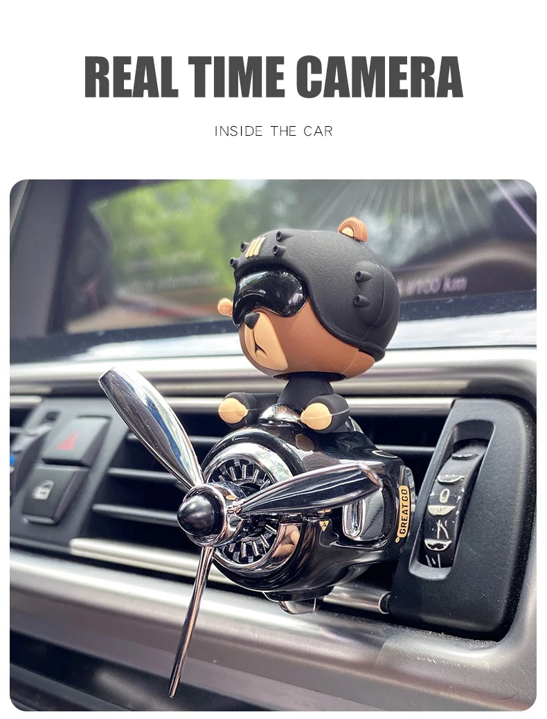 Head shake rotating propeller plane cool bear pilot car air fresheners accessories decoration fun diffuser perfume fragrance men