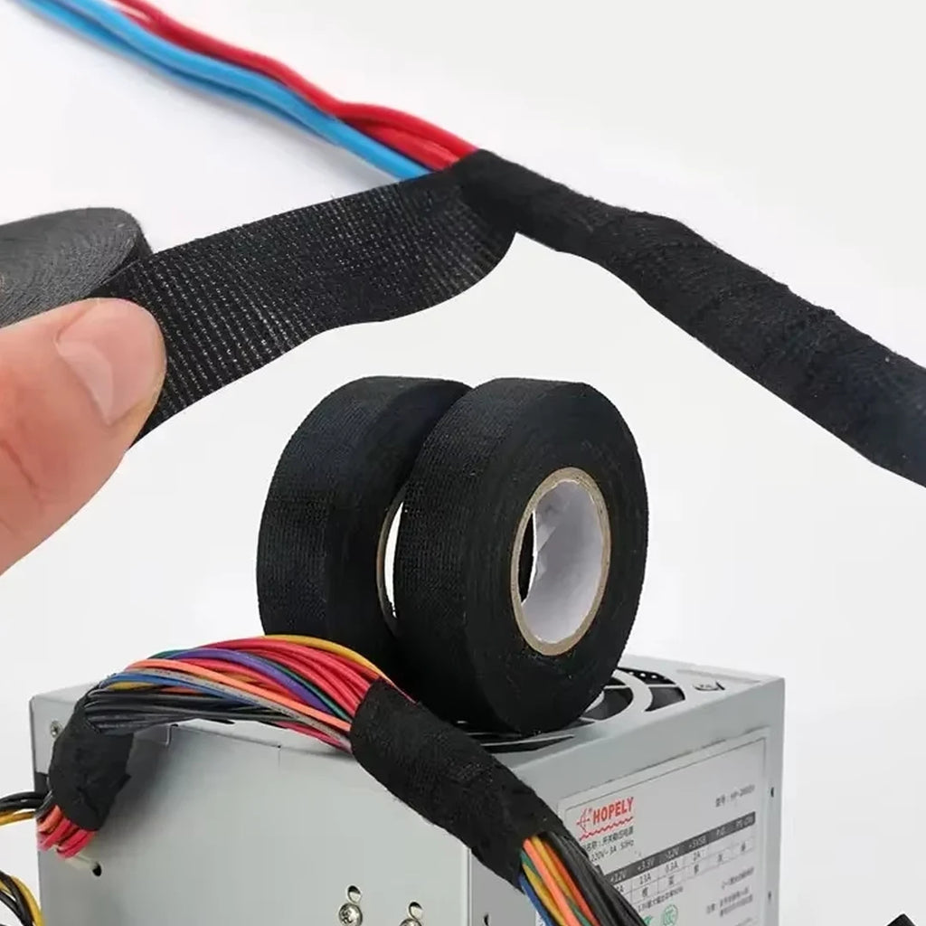 Heat-Resistant Electrical Tape Waterproof Cable Organizer Fabric Cloth Wrap Insulation Auto Wiring Harness Adhesive Bundling Tap