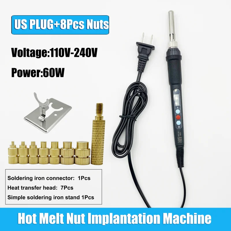 Brass Heat Set Insert Nut Electric Soldering Iron 60W LCD Digital Display Adjustable Temperature 220V/110V 3d Printer Copper Nut