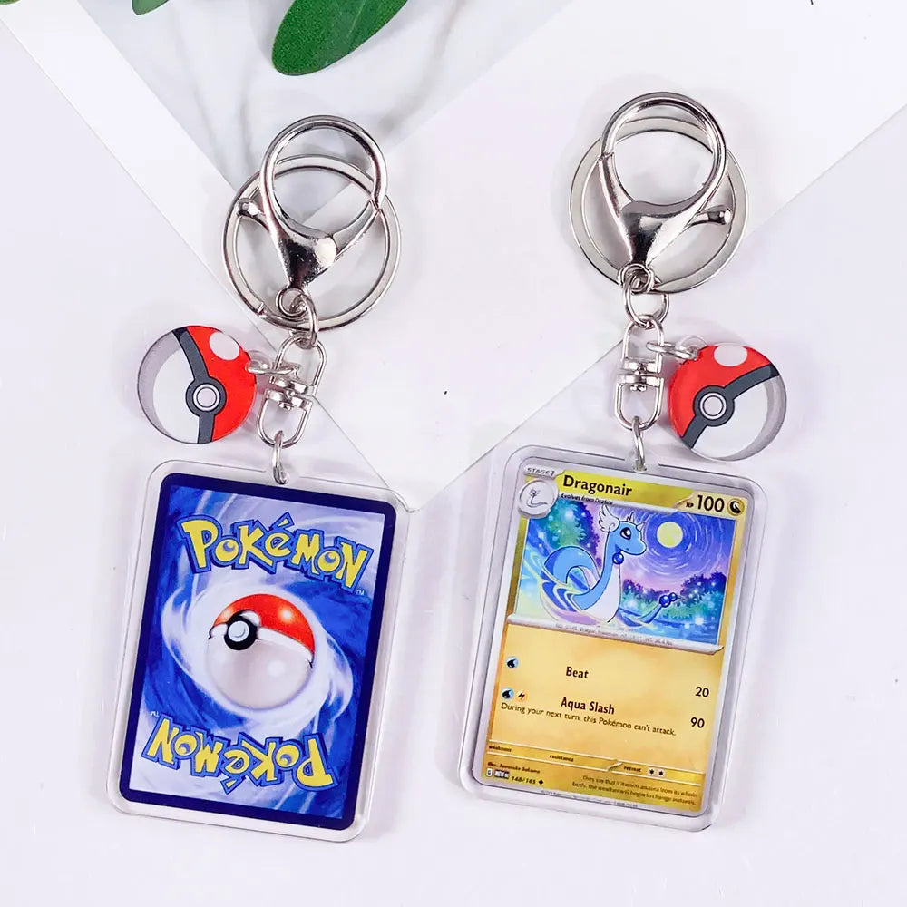Pokémon Card Cute Acrylic Car Keychain Accessories Pikachu Charizard Gengar EeveeBag Charm Backpack Pendant Gifts For Friends