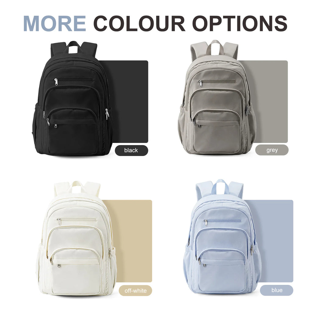 Casual Nylon Backpack, Backpack for Women, Multi-Pocket Design in Light Blue Durable for School, High School and College Bookbag