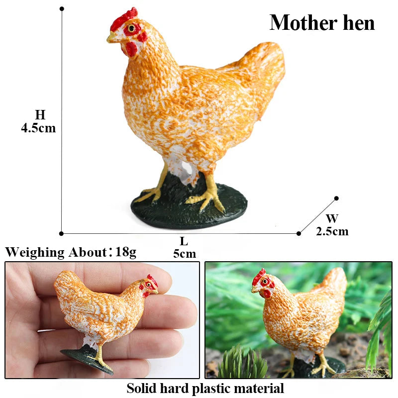 Oenux Lovely Farm Animals Hen Turkey Chook Chicken Cock Action Figure Model Figurines Poultry Miniature Educational PVC Kid Toy