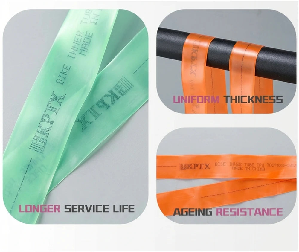BKPTX 1Pcs/2Pcs 28g orange Bike TPU Inner Tube 700X18 25 28 32 Road Bicycle TPU Material Tire 65mm Length French Valve