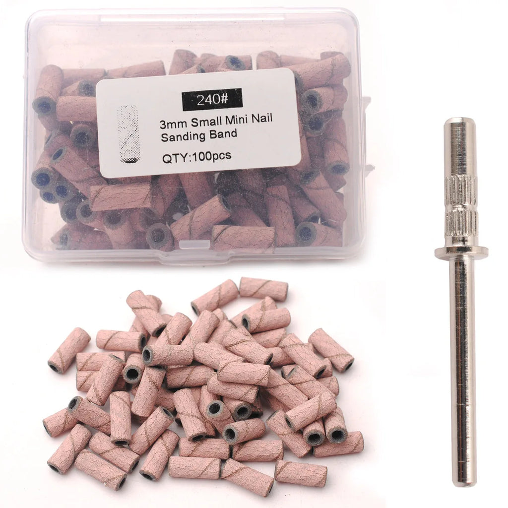 100pcs 3.1mm Mini Sanding Bands Kits Nail Drill Bits Mandrel Sets Electric Manicure Accessories Tool Dead Skin Remover