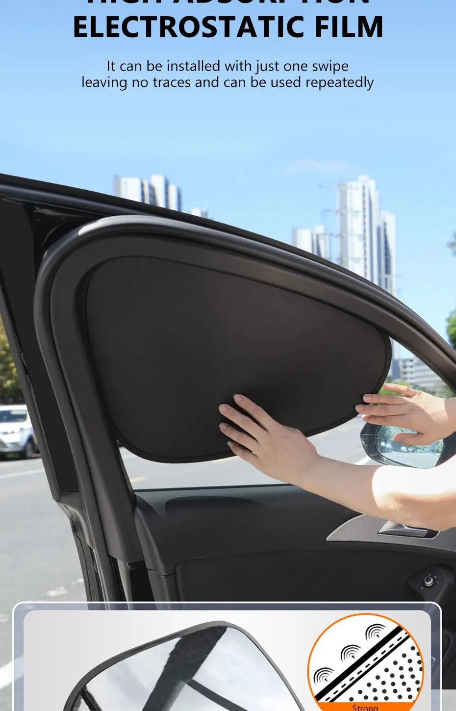 Summer Electrostatic Sun Visor for Car Side Window 4-Layer Sun Shade Curtains Anti-Glare UV-Blocker Auto Sun Protection Cover