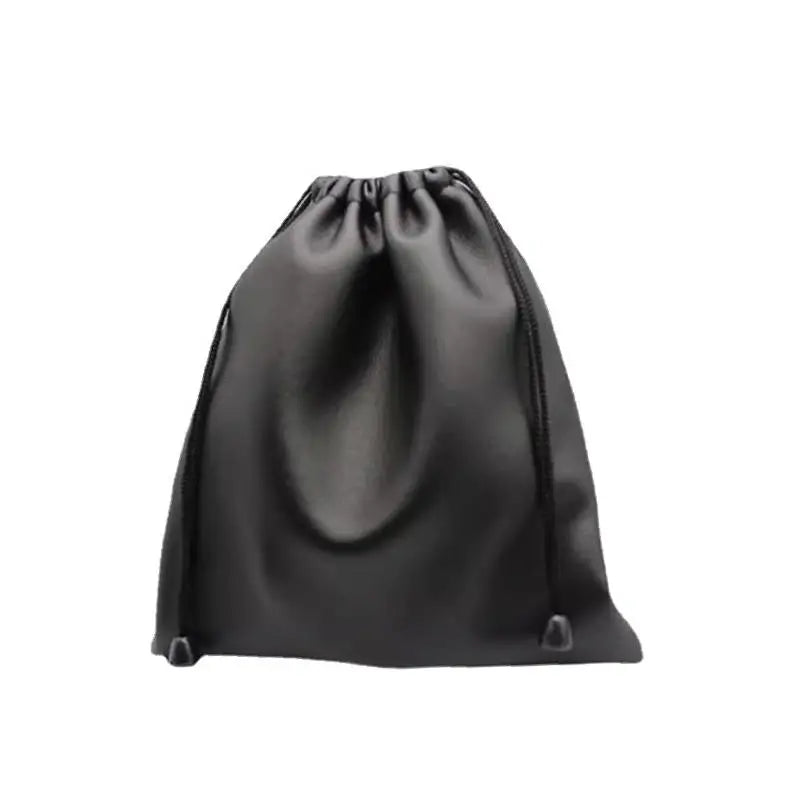 1Pc Draw String Bag Headphone Bags Durable Black Dust-proof Drawstring Bag PU Leather Headset Bag Durable Multi Purpose Storage