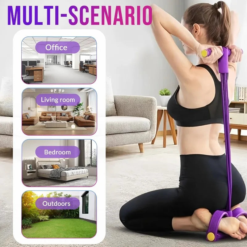 Portable Sit-Up Assist Band, 6-Tube Elastic Design (22cm Wide), Targets Abs, Arms, Chest, Legs & Hips, Multi-Scenario Use