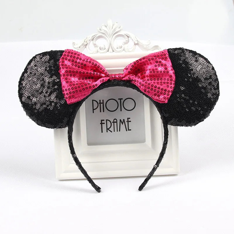 2023 New Cute Performance Party Headband Mickey Minnie Headband Mickey Mouse Bow DY Black Ear Headband Christmas HairAccessories