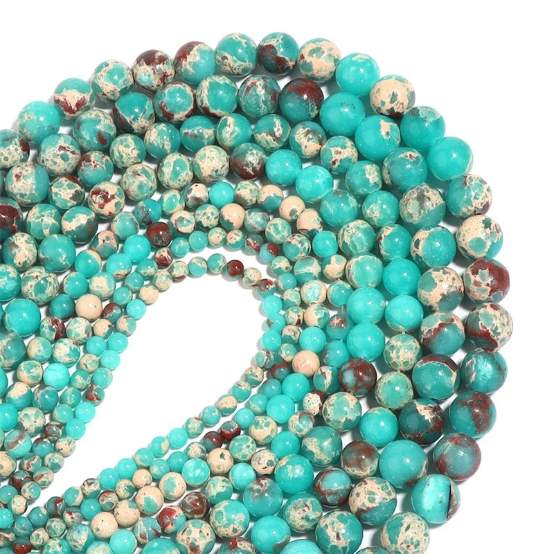 6 8 10mm Natural Stone Green Snakeskin Jaspers Bead ShouShan Stone Round Loose Beads For Jewelry Making DIY Bracelet Accessories