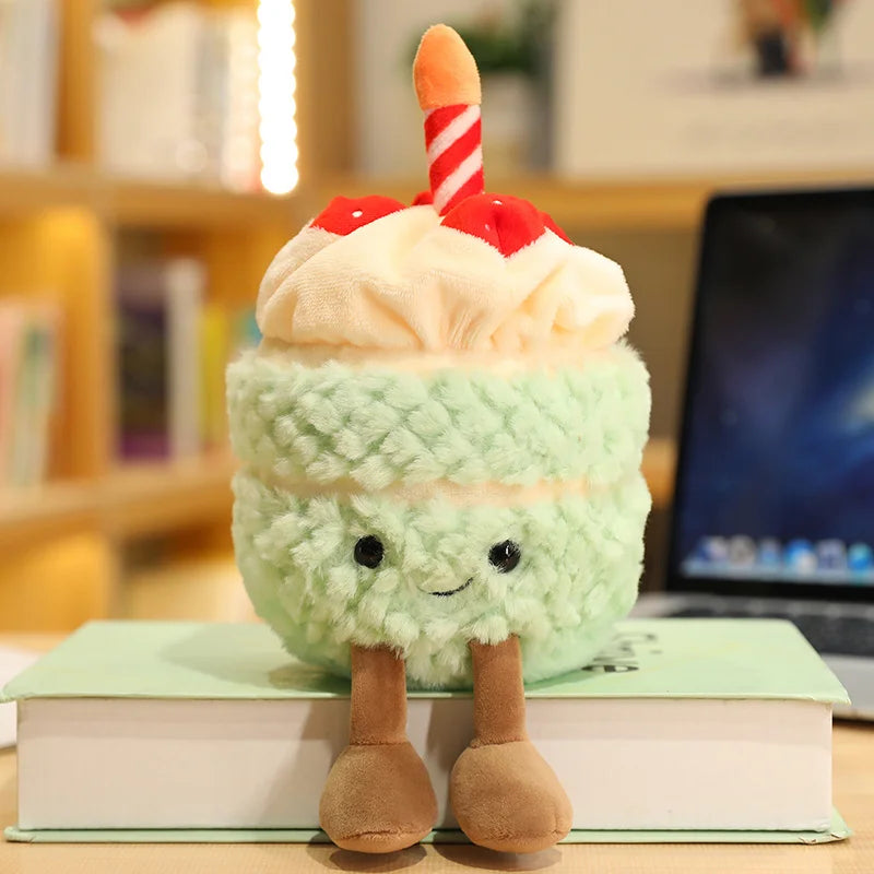 Kawaii Cartoon Hot Cake Plush Doll High Quality Soft Stuffed Fruit Strawberry Wedding Cake Simulation Food Plush Toy Home Decor