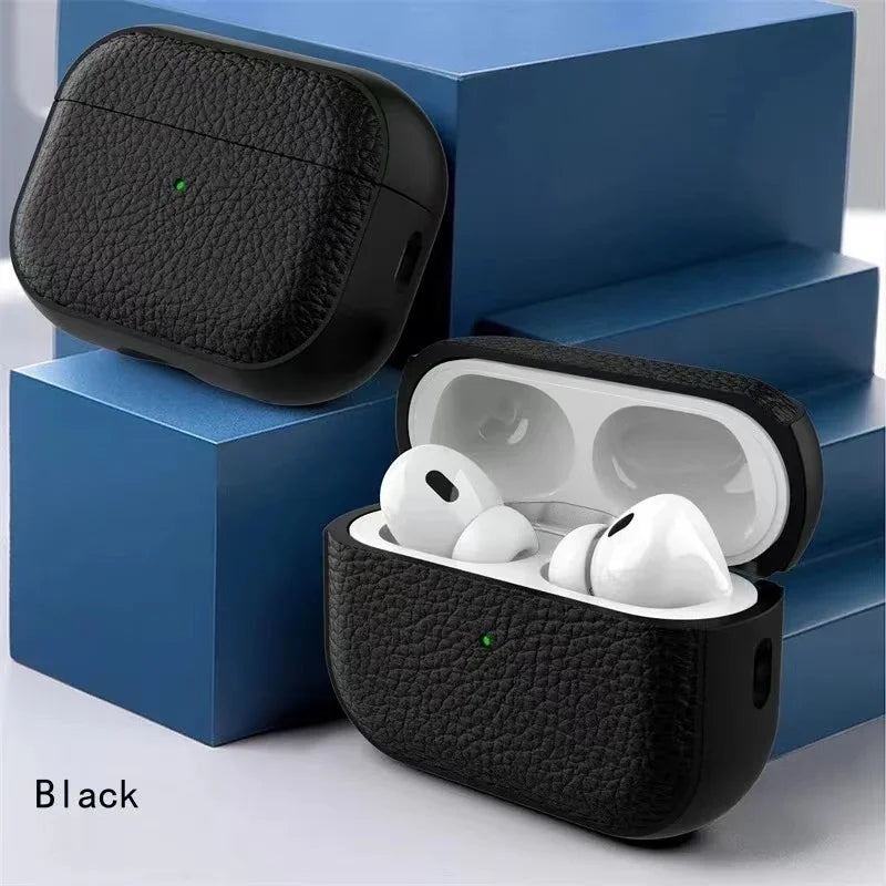 Luxury Leather Cover For AirPods 4 3 2 1 Business Earphones Cover For Apple AirPods Pro 1 2 Headset Shell With Hook Accessories