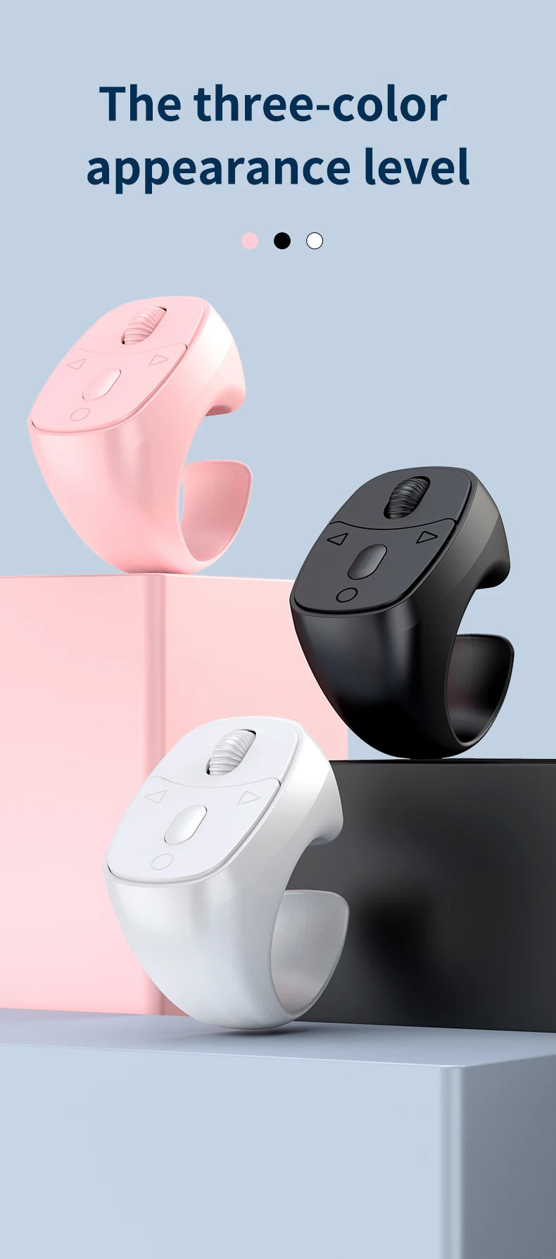 Cell Phone Scrolling Ring Wireless Finger Shutter Remote Control Page Turner Mobile Phone Controller BT For Travel