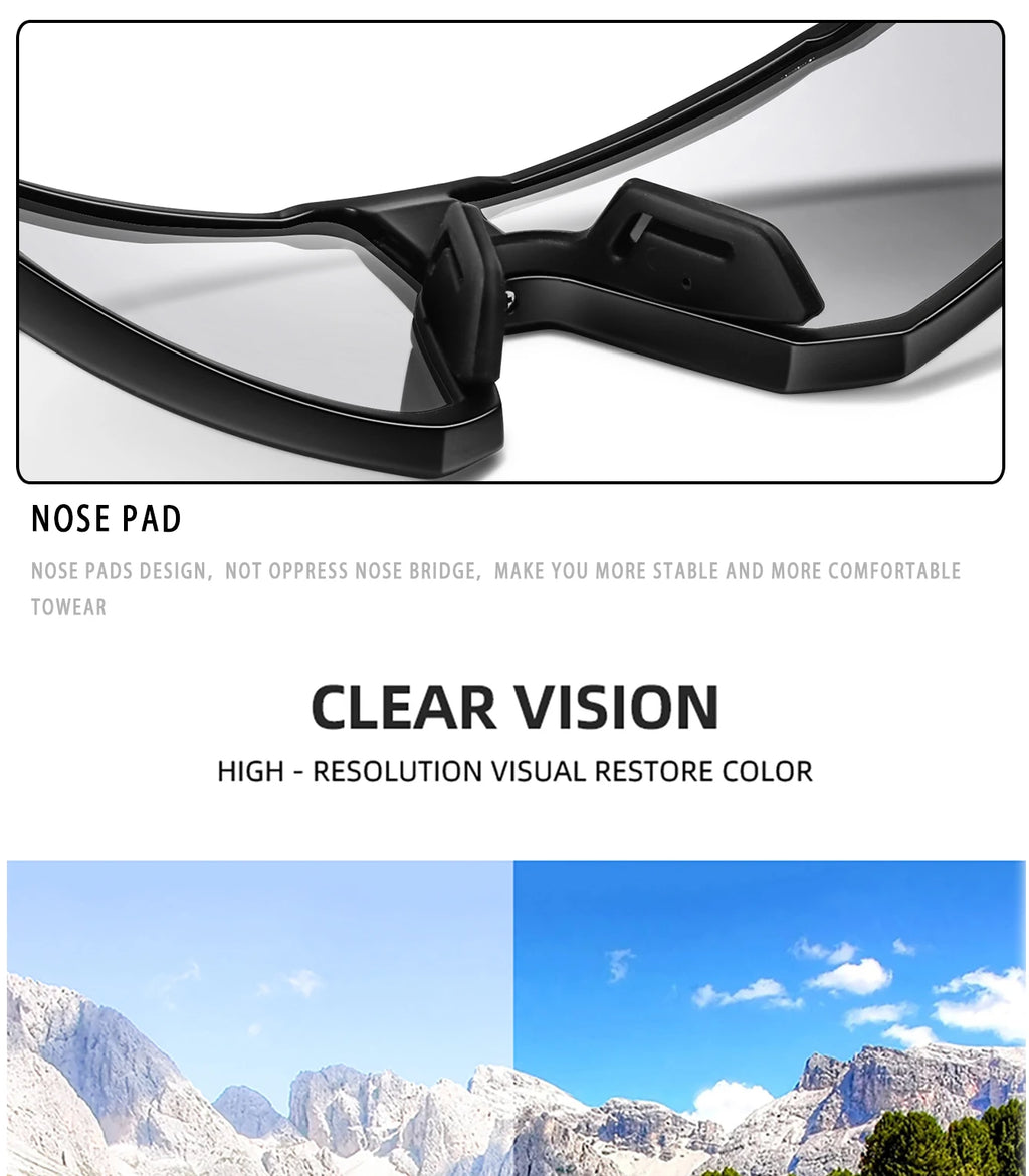 Fashion Brand Men Women Bicycle Photochromic Eyewear MTB Bike Fishing Running Cycling Sports Sunlasses Comfortable Goggles