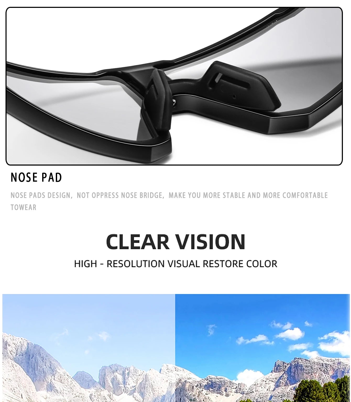 Fashion Brand Men Women Bicycle Photochromic Eyewear MTB Bike Fishing Running Cycling Sports Sunlasses Comfortable Goggles
