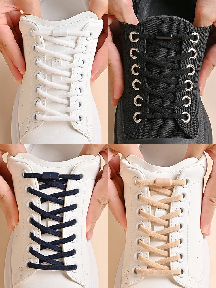 Elastic No Tie Shoelaces Semicircle Shoe Laces for Kids and Adult Sneakers Lazy Shoelace Quick Put on And Take Off Shoe Strings