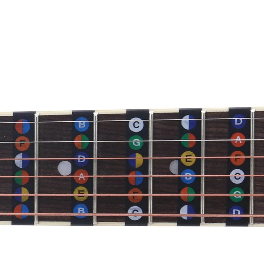 Miwayer Guitar Fretboard Notes Map Labels Stickers 6 String Transparent and Black Fingerboard Fret Decals for Guitar Beginner