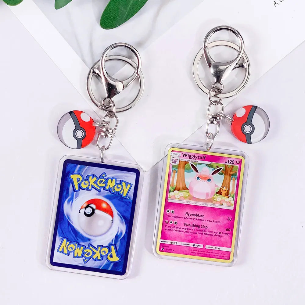 Pokémon Card Cute Acrylic Car Keychain Accessories Pikachu Charizard Gengar EeveeBag Charm Backpack Pendant Gifts For Friends