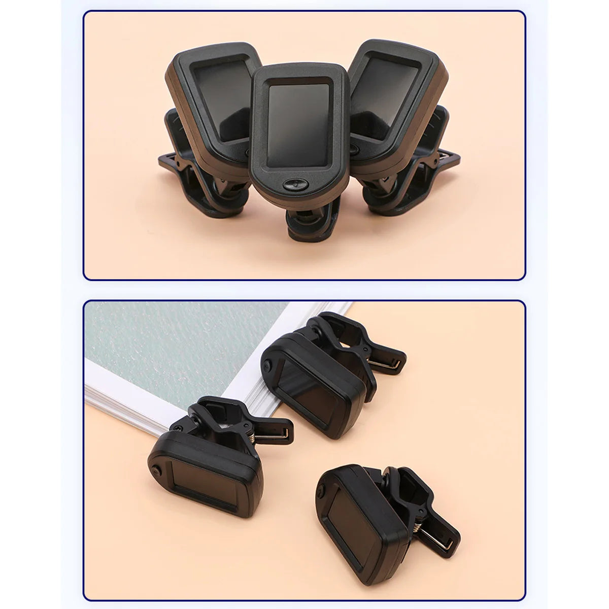 Electronic Clip-On Digital Guitar Tuner Colorful LCD Screen for Violin Bass Ukulele Chromatic Tuning Modes Bass