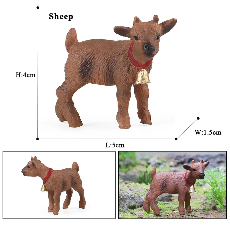 Oenux Classic Farm Animal Simulation Sheep Goat Argali Antelope Model Action Figure Poultry Figurines Cute Toy For Kid Gift
