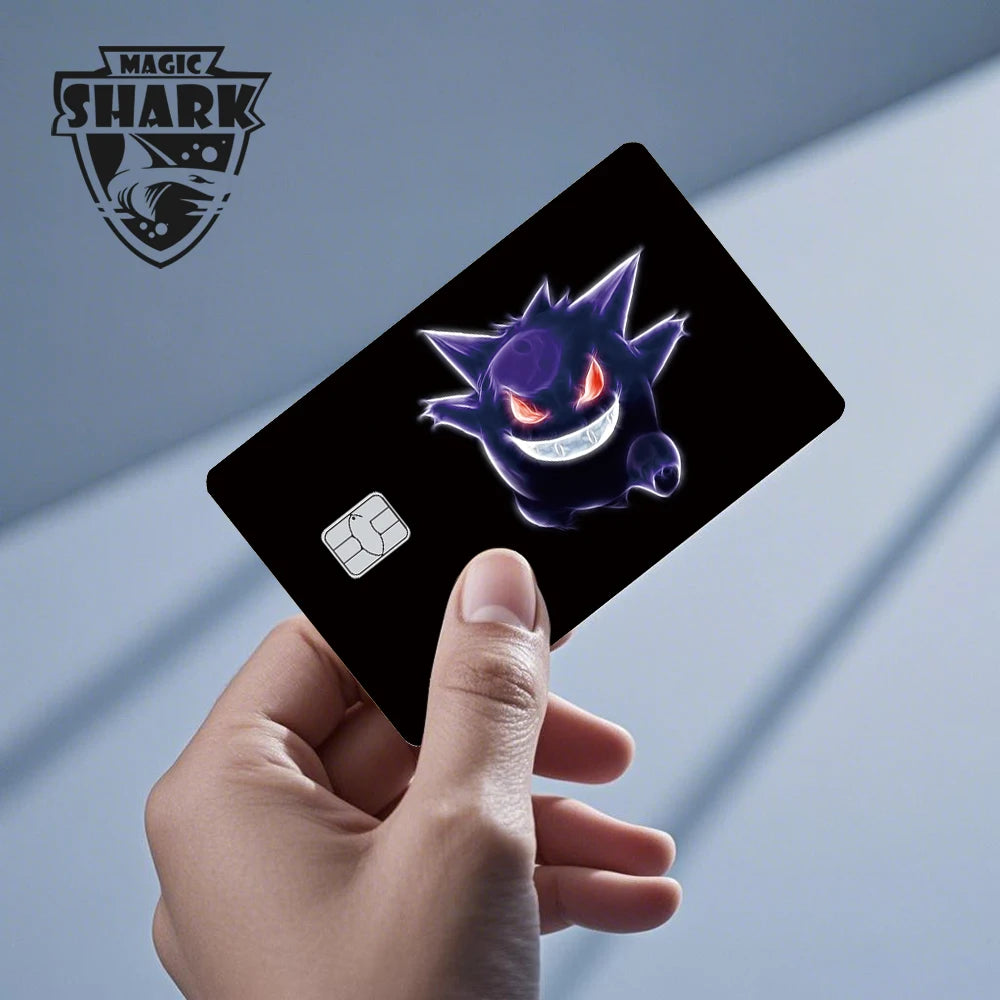 Maigc Shark Cute Pokemons Mewtwo Eevee Pikachu Gengar Sticker Film Cover for Debit Credit Card No Fade